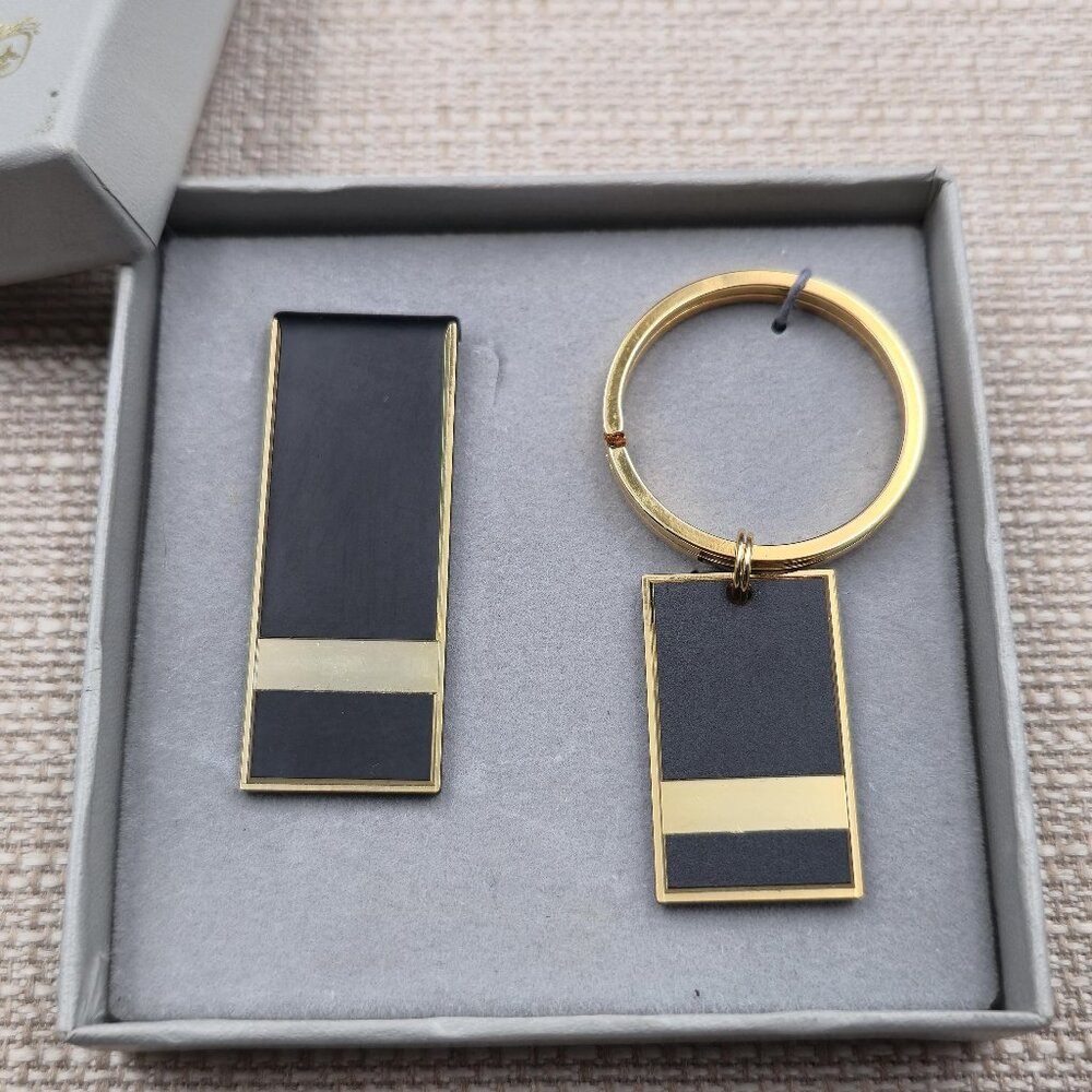 Colibri Gold And Black Keychain And Money Clip Vintage B839